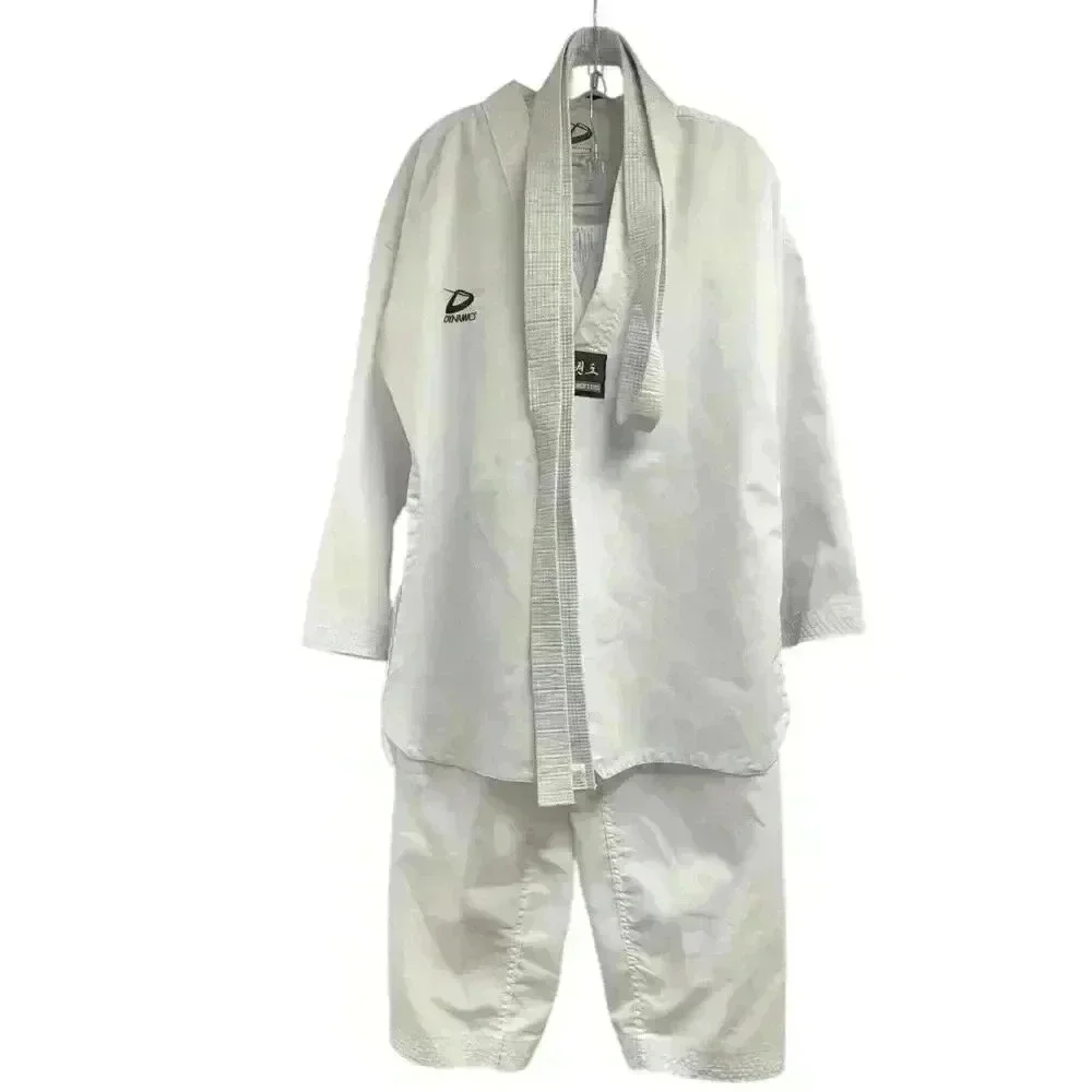 GENESIS TAEKWONDO WHITE V NECK SPLIT HEMLINE TOO W/BELT ELASTIC WAIST PANT 4/180